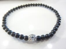 Bracelet Obsidienne oeil celeste – perles rondes de 4 mm