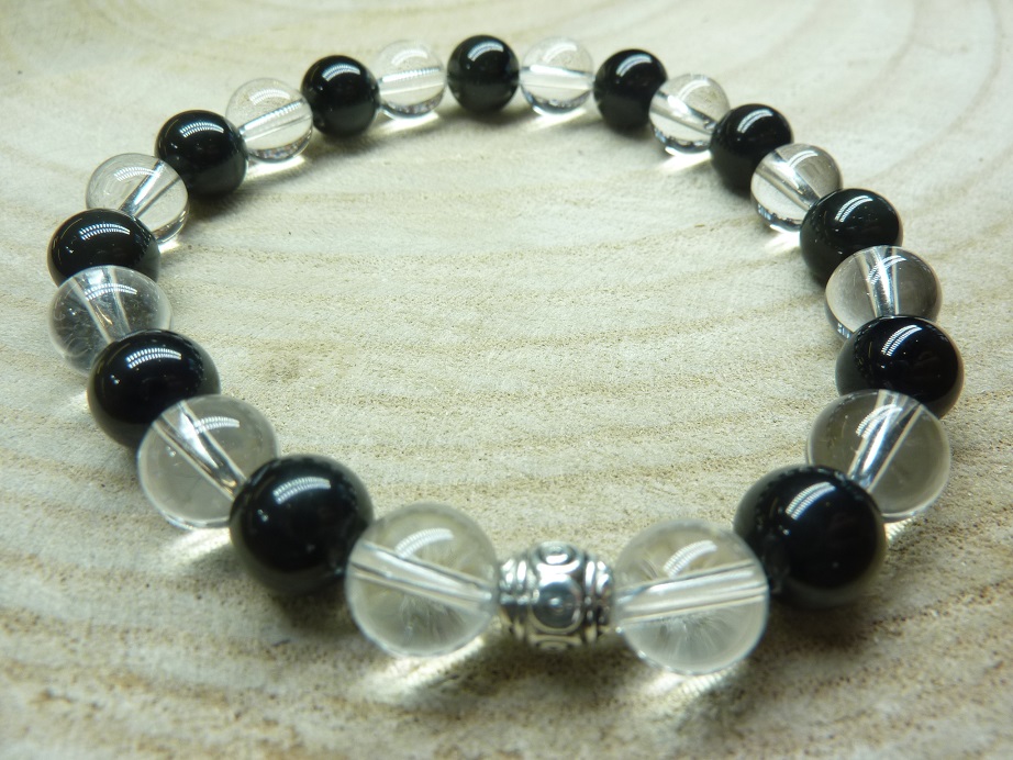 Bracelet en Obsidienne oeil céleste perles 8 mm 