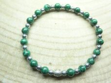 Bracelet malachite : perles rondes 6 mm