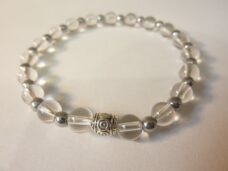 Bracelet quartz cristal de roche-Hématite perles rondes 6mm