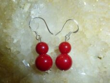 Boucles d'oreilles corail rouge perles rondes 8-6mm