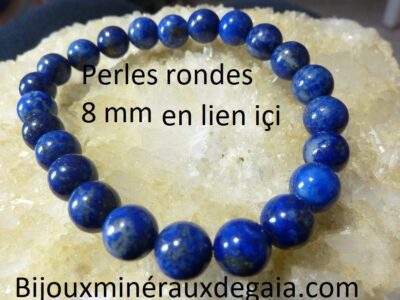 bracelet lapis lazuli perles rondes 8 mm