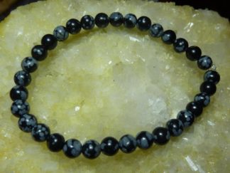Bracelet Obsidienne neige - Perles rondes de 4 mm
