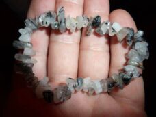 Bracelet quartz tourmaliné noire perles multiformes 6-10mm