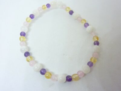 Bracelet citrine-pierre de lune-améthyste-quartz rose joie tendresse intuition