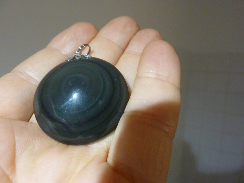 Pendentif protection obsidienne oeil celeste ref 0117