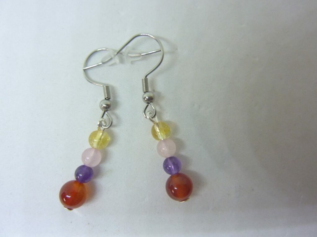 Boucles d’oreilles Amethyste-cornaline-citrine-quartz rose joie tendresse