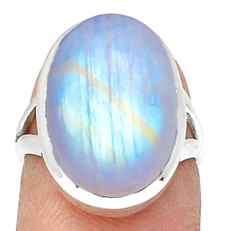 BAGUE PIERRE DE LUNE & ARGENT 925.TAILLE 54 REF 2388