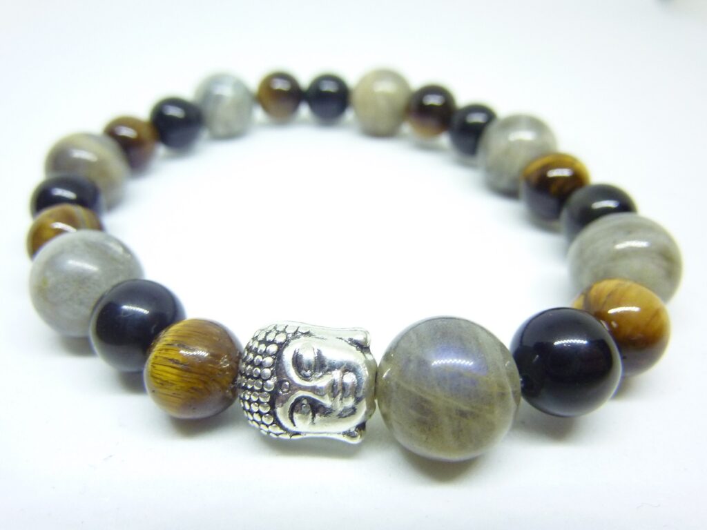 Bracelet protection Oeil de tigre-Obsidienne oeil céleste-Labradorite