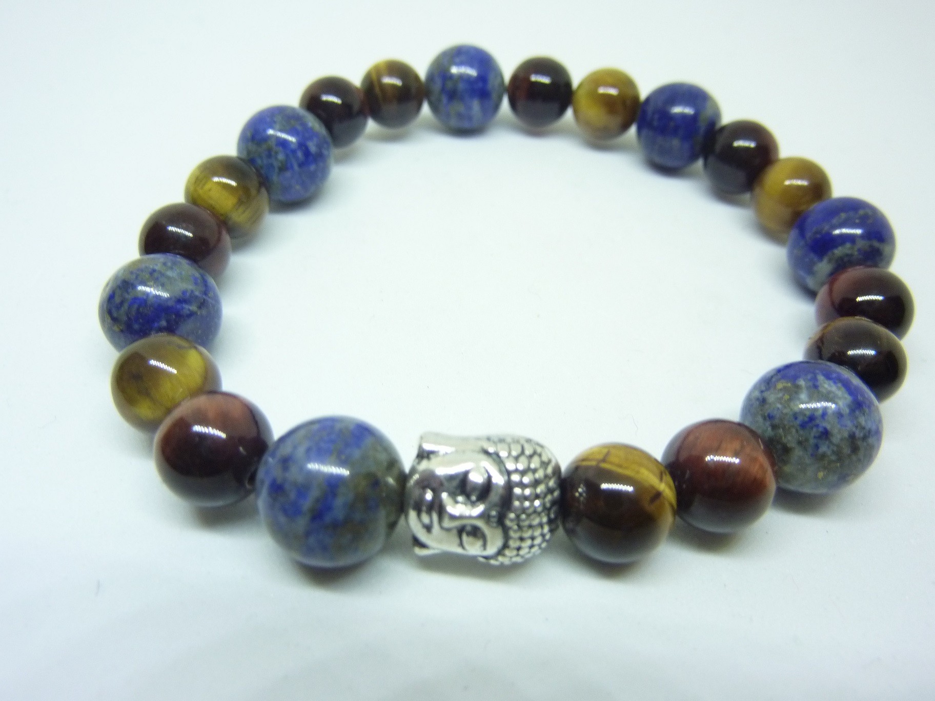 Bracelet en Lapis lazuli, Oeil de tigre et Oeil de taureau