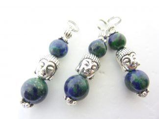 PENDENTIF CROIX ANGE EN AZURITE CHRYSOCOLLE PERLES 8MM