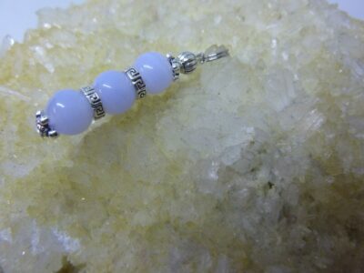 Pendentif calcédoine bleue perles 8 mm