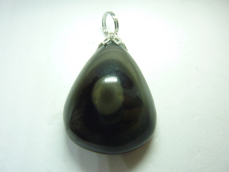 Pendentif protection obsidienne oeil celeste ref 3573