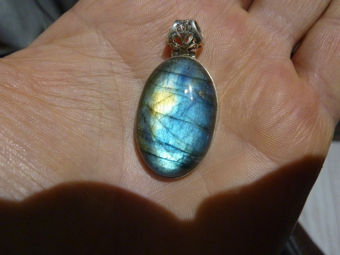 Pendentif labradorite monture argent 925 ref 9116