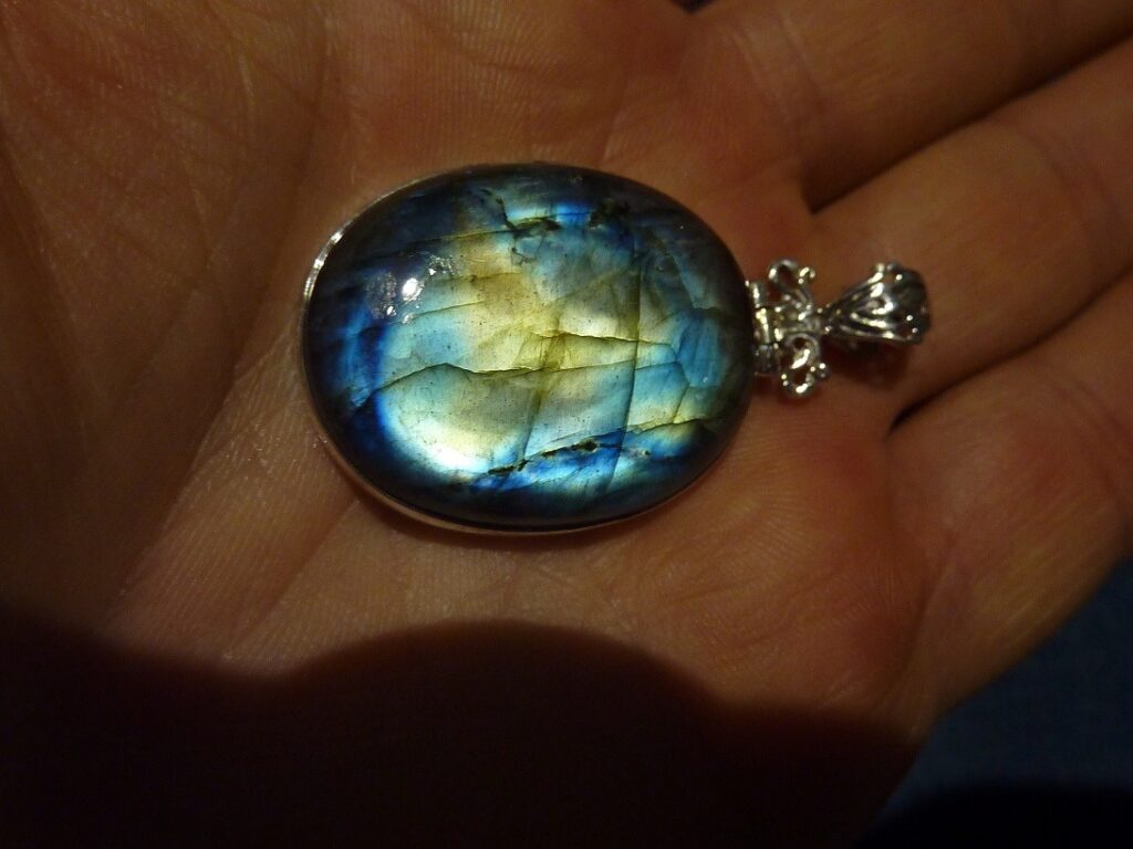 Coller Avec Ponte De Crstal De Calcte Bleue Bjoux Prntemps-été