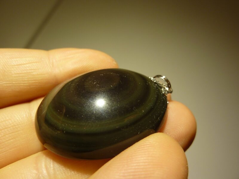 Pendentif protection Obsidiene oeil celeste ref 2620