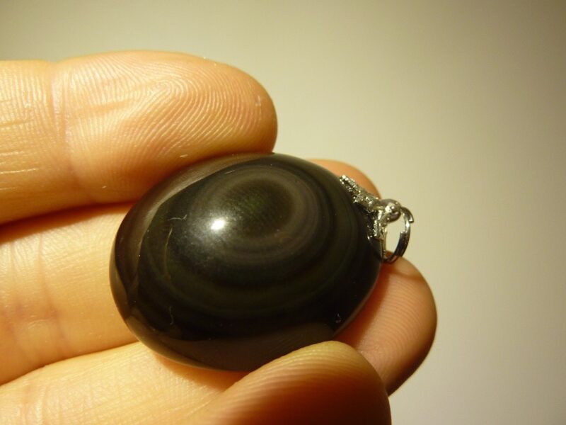 Pendentif protection Obsidiene oeil celeste ref 4582