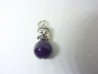 Pendentif sagesse Bouddha Amethyste perle 12 mm longueur 2,9 cm