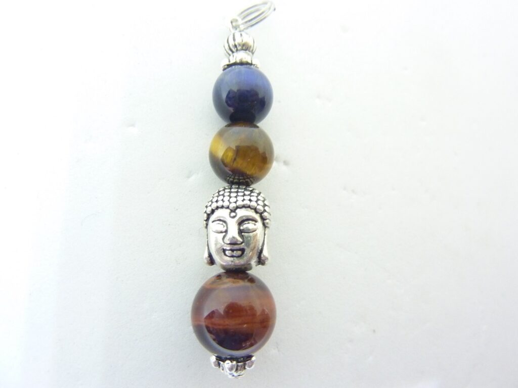 Pendentif OEIL DE TIGRE TAUREAU OEIL DE FAUCON Bouddha protection