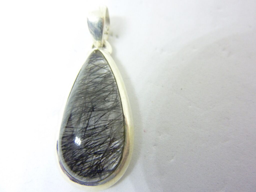 PENDENTIF PROTECTION QUARTZ TOURMALINÉ MONTURE ARGENT 925 ref 7352