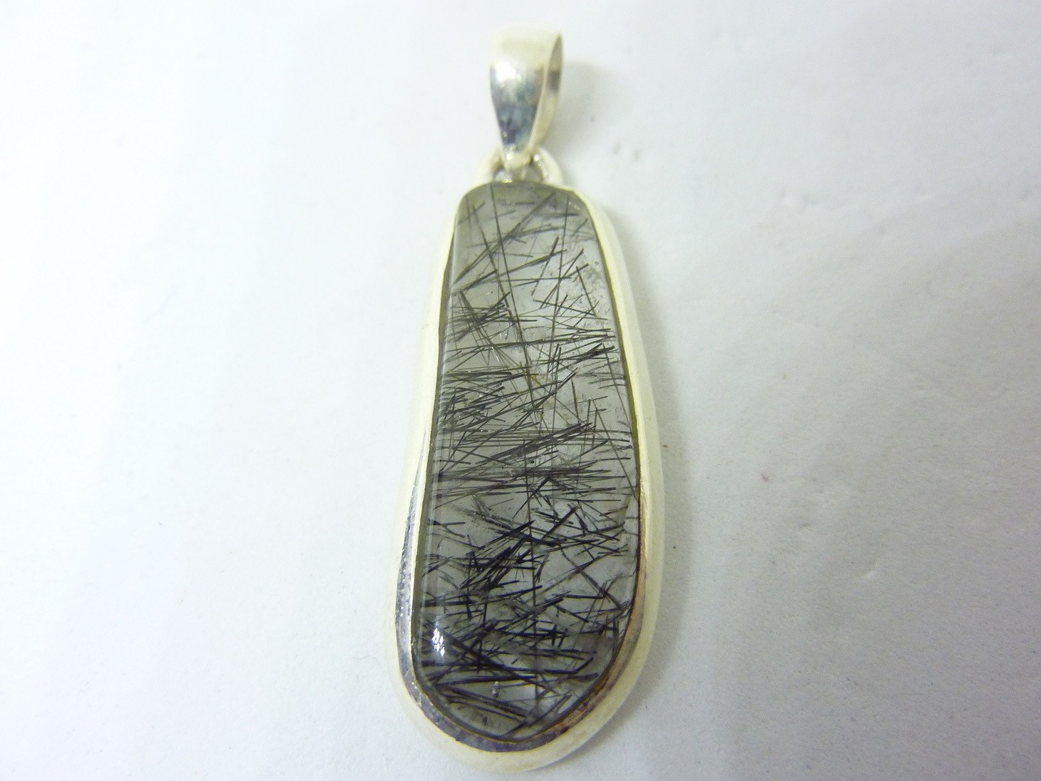 PENDENTIF PROTECTION QUARTZ TOURMALINÉ MONTURE ARGENT 925 ref 8045