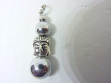 Pendentif Bouddha Hématite Perles rondes 10-8-4 mm L 3,5 cm