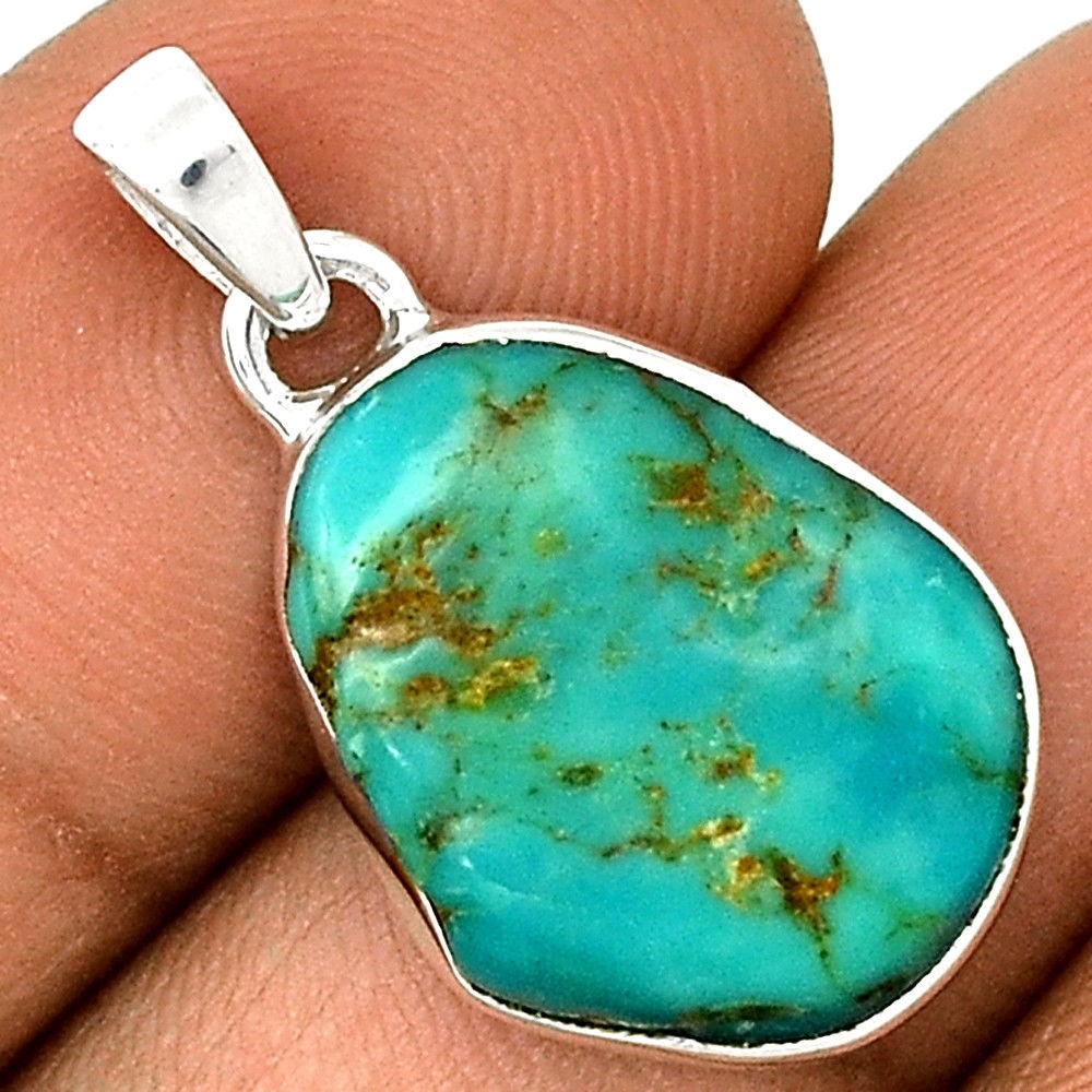 Pendentif turquoise monture en argent 925 ref 3097