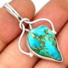 Pendentif turquoise monture en argent 925 ref 3626