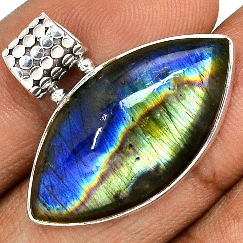 Pendentif protection labradorite monture argent 925 ref 1300