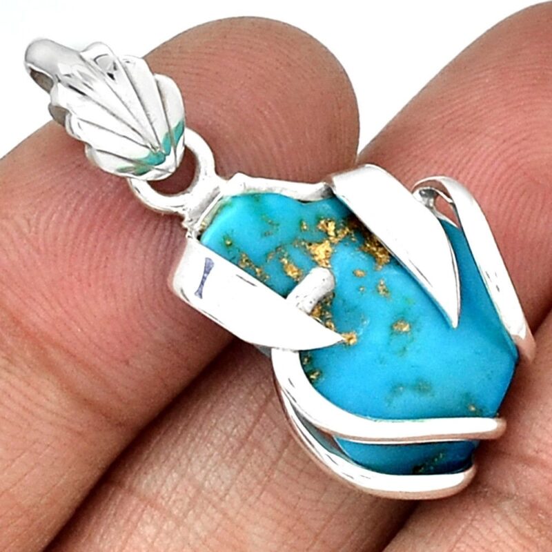 Pendentif turquoise monture en argent 925 ref 8709