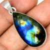Pendentif protection labradorite monture argent 925 ref 1575