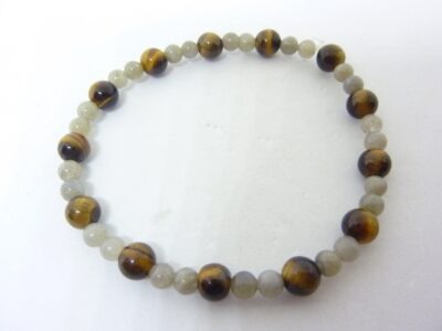 Bracelet protection Oeil de tigre-Labradorite perles rondes 6-4 mm
