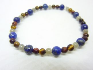 Bracelet protection oeil de tigre-taureau-Labradorite-Lapis lazuli perles 6-4 mm