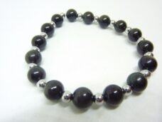Bracelet Obsidienne oeil céleste-Hématite - perles rondes 8-4 mm