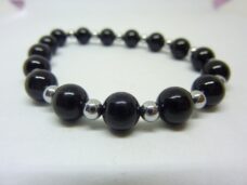 Bracelet Tourmaline noire- Hématite - Perles rondes 8-4 mm