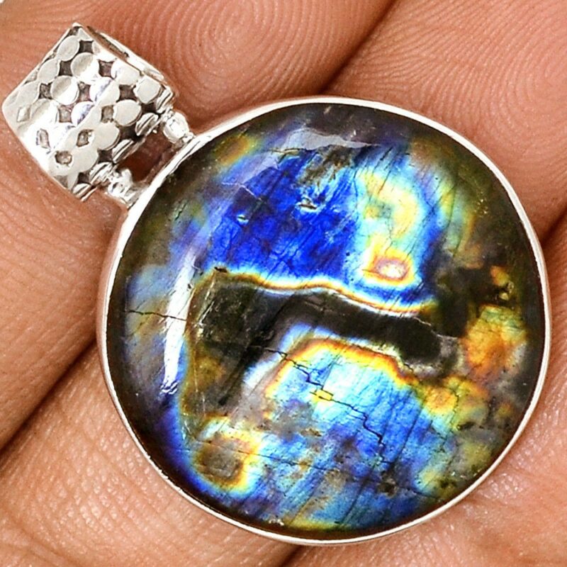 Pendentif protection labradorite monture argent 925 ref 3298
