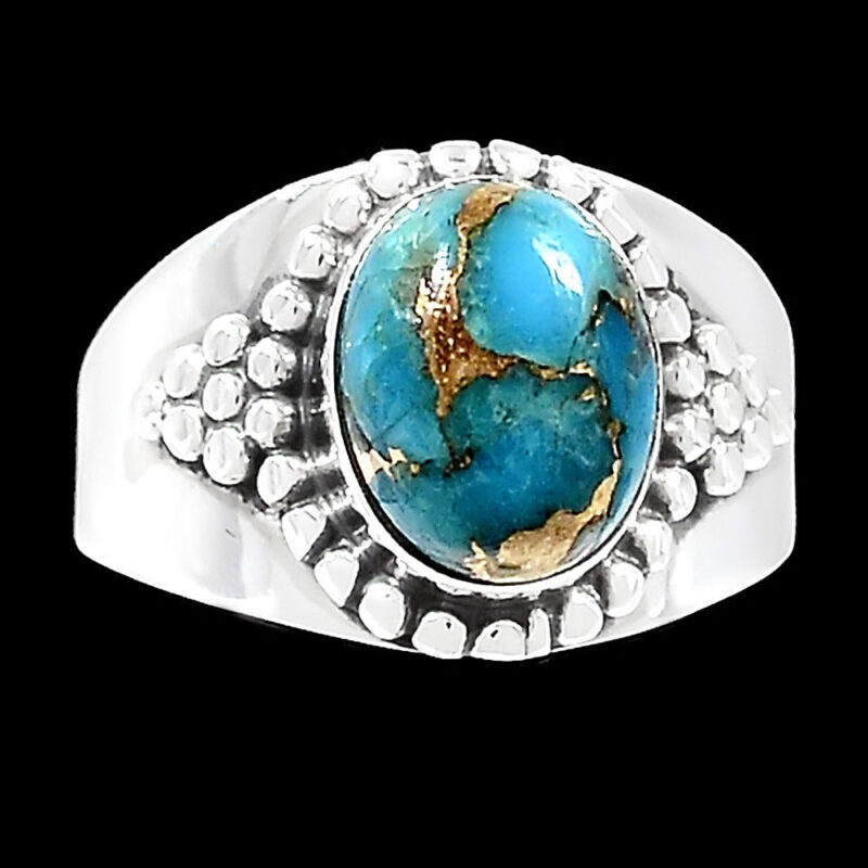 BAGUE TURQUOISE MONTURE EN ARGENT 925.TAILLE 58 3/4 REF 8574