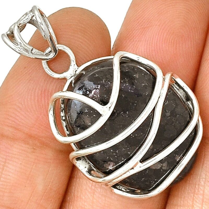 Pendentif Nuummite Véritable monture argent 925 Rare ref 8889