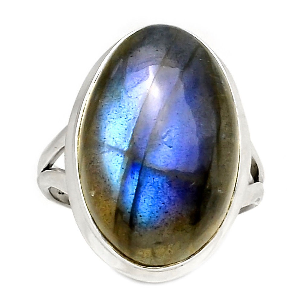 SUBLIME BAGUE EN LABRADORITE & ARGENT 925 TAILLE 60 ref 6527