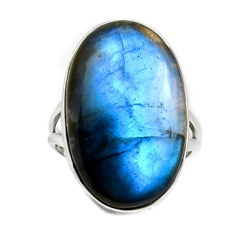 SUBLIME BAGUE EN LABRADORITE & ARGENT 925 TAILLE 61 ref 2562