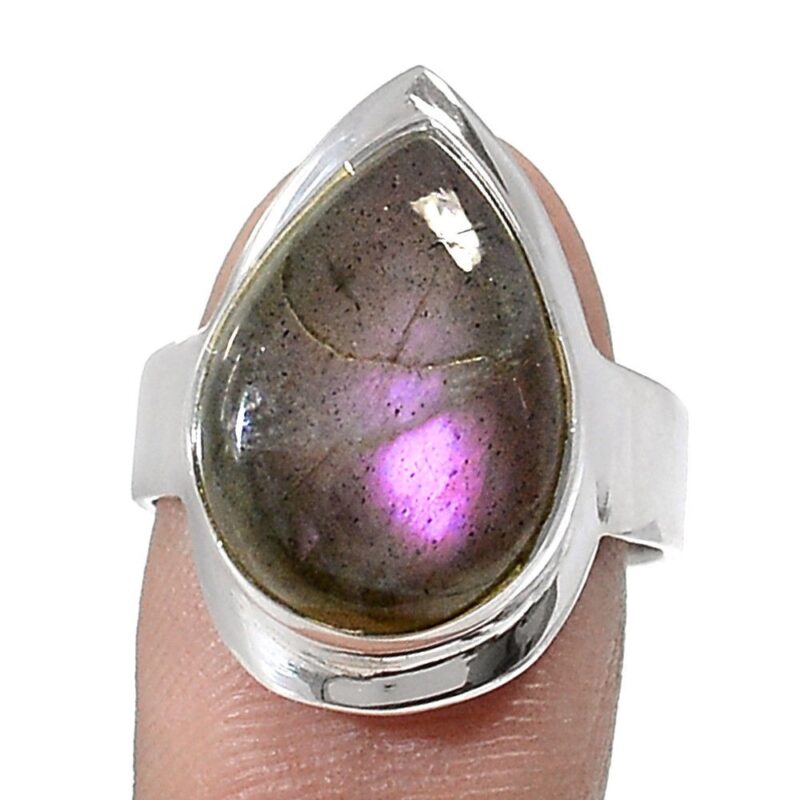 BAGUE LABRADORITE VIOLETTE RARE & ARGENT 925 TAILLE 56 1/2 ref 5210