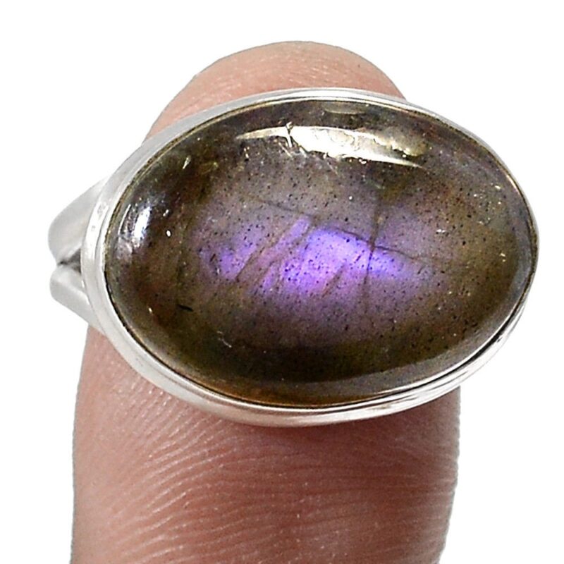 BAGUE LABRADORITE VIOLETTE RARE & ARGENT 925 TAILLE 55 1/4 ref 4235