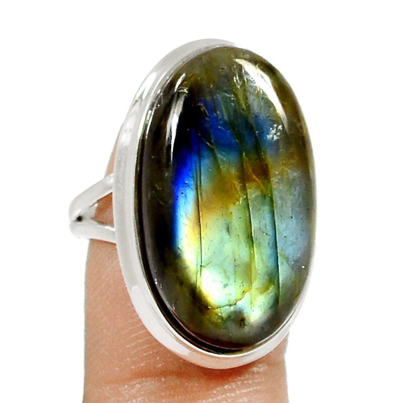 SUBLIME BAGUE EN LABRADORITE & ARGENT 925 TAILLE 55 1/4 ref 5883