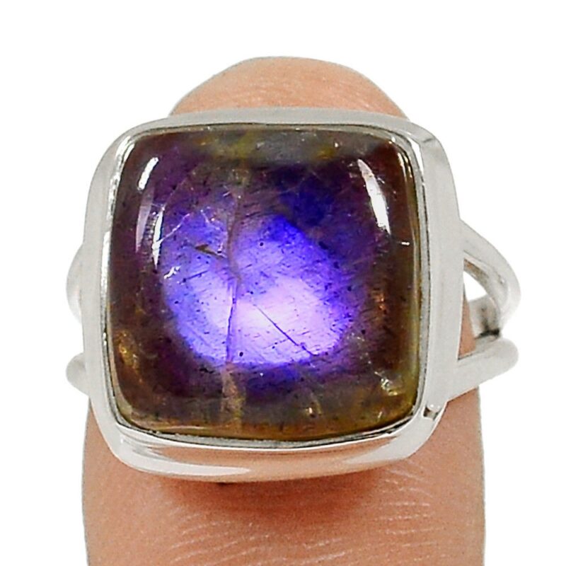 SUBLIME BAGUE EN LABRADORITE VIOLET RARE & ARGENT 925 TAILLE 55 1/4 ref 4089
