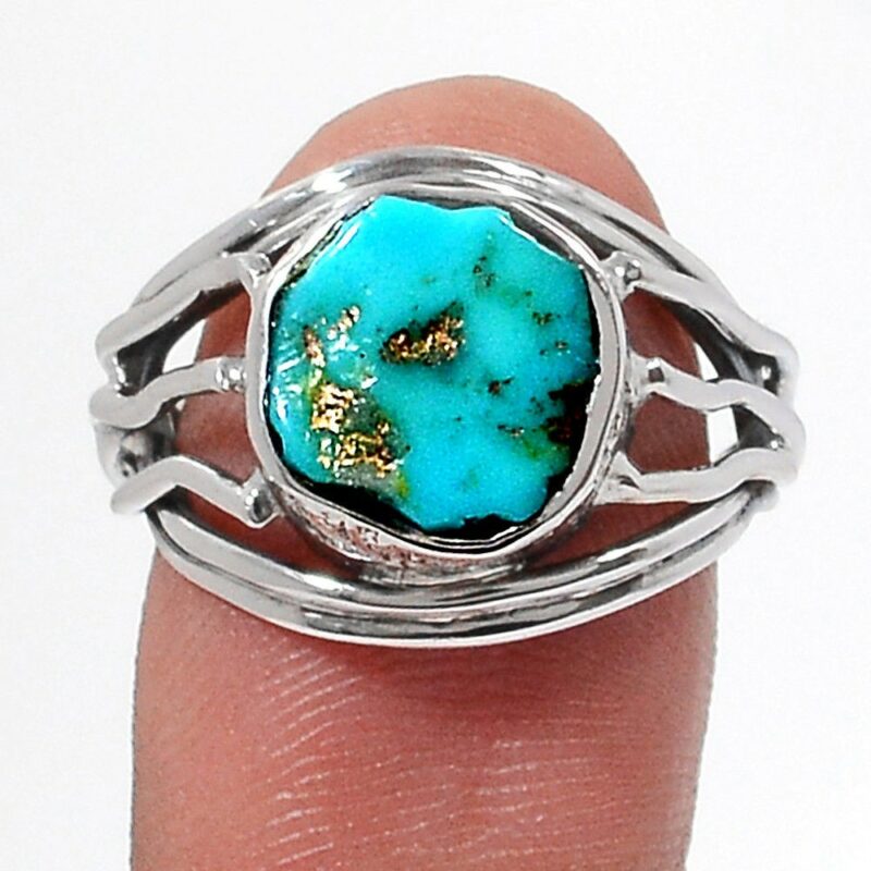 BAGUE TURQUOISE MONTURE EN ARGENT 925.TAILLE 55 1/4 REF 3919