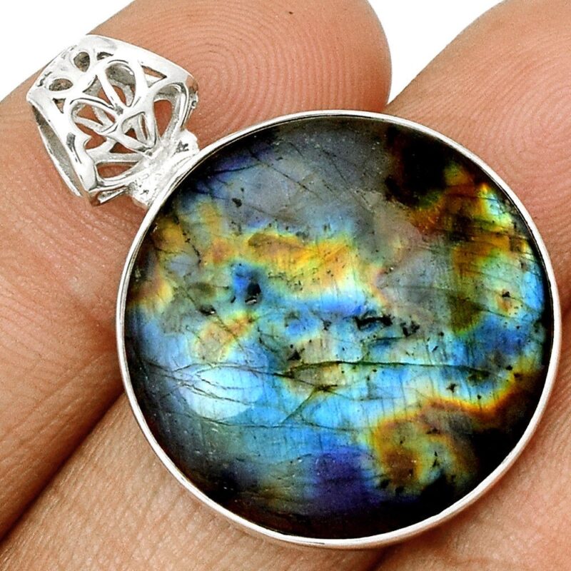 Pendentif protection labradorite monture argent 925 ref 9368