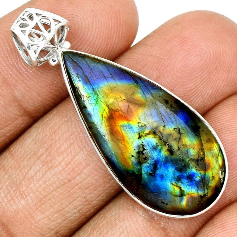 Pendentif protection labradorite monture argent 925 ref 2600