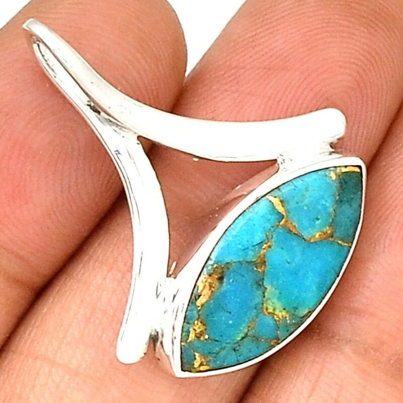 Pendentif turquoise monture en argent 925 ref 2912