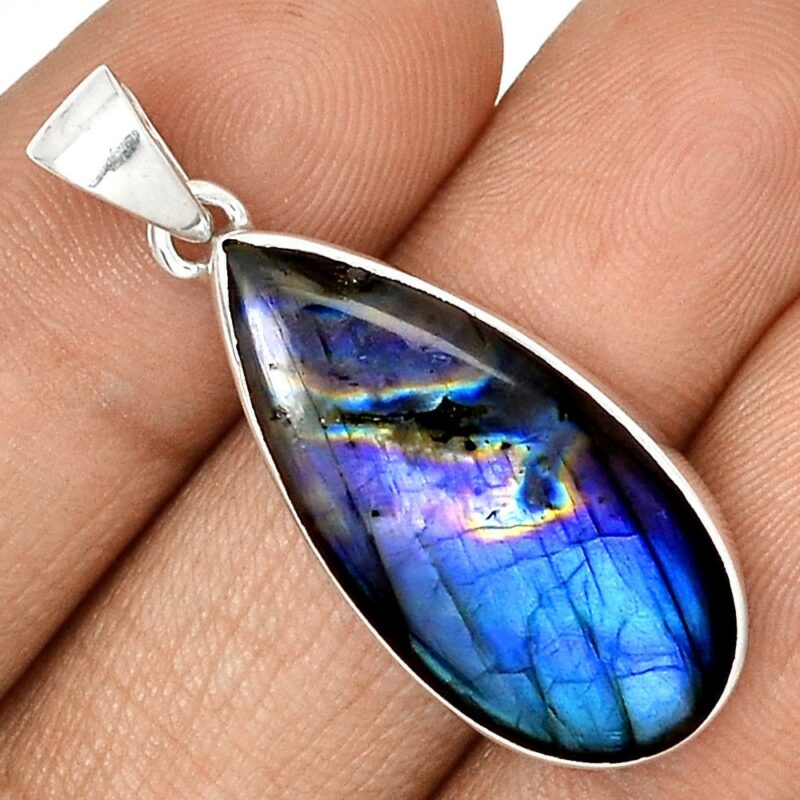 Pendentif protection labradorite Monture argent 925 ref 3566