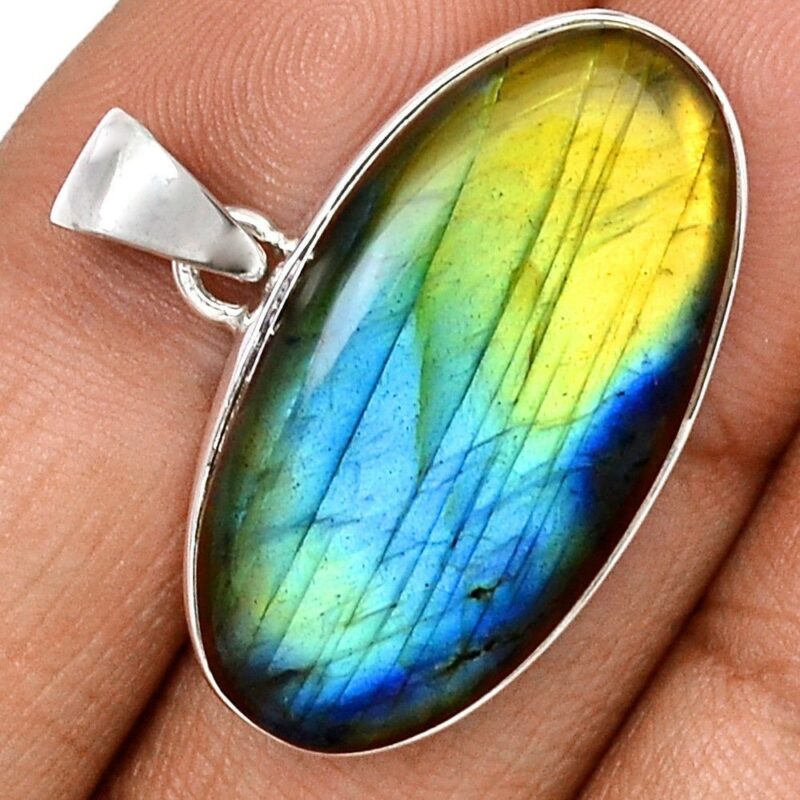 Pendentif protection labradorite monture argent 925 ref 4974